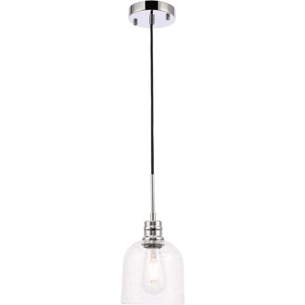 Gabe One Light Chrome And Clear Seeded Glass Pendant, Living District, Mfr#: LD6211C